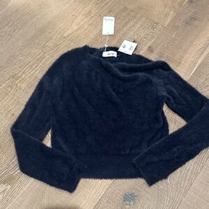 NWT Sadie & Sage Fuzzy Blue Crew Neck Sweater